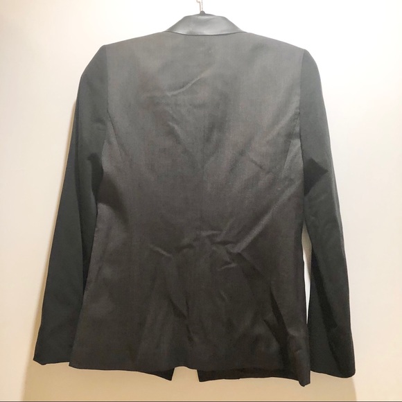 TAHARI CHARCOAL BLACK BLAZER W/ FAUX LEATHER LAPEL - Picture 13 of 13